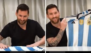 Lionel Messi vio por primera vez el escudo de la AFA con las tres estrellas tras la consagración en Qatar 2022.