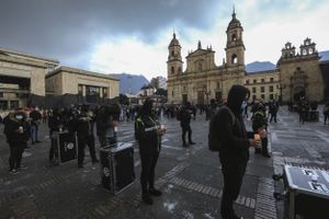 Manifestación, protesta. Gran Velación por la industria del espectáculo y entretenimiento.
Bogotá Abril 20 de 2021.
Foto: Juan Carlos Sierra-Revista Semana.