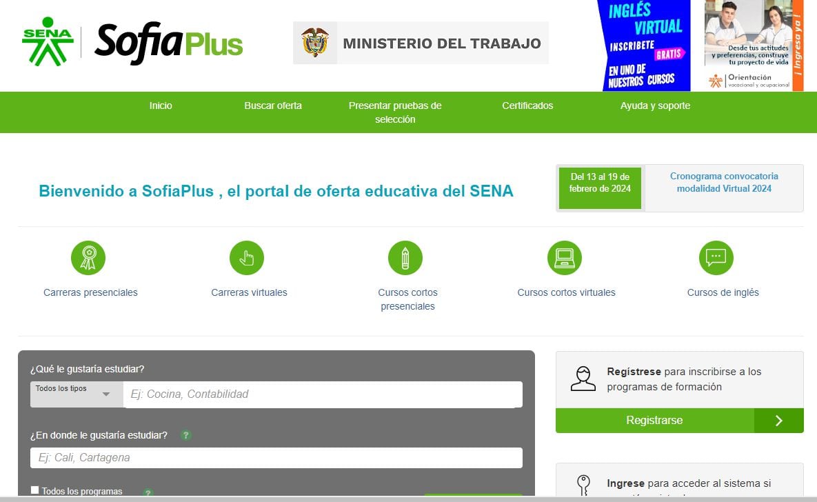 Sena Sofia Plus, la plataforma del Servicio Nacional de Aprendizaje para aplicar a su oferta educativa