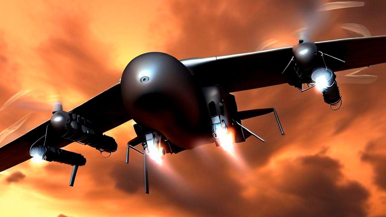 Ilustración de drones bombarderos usados en la guerra.