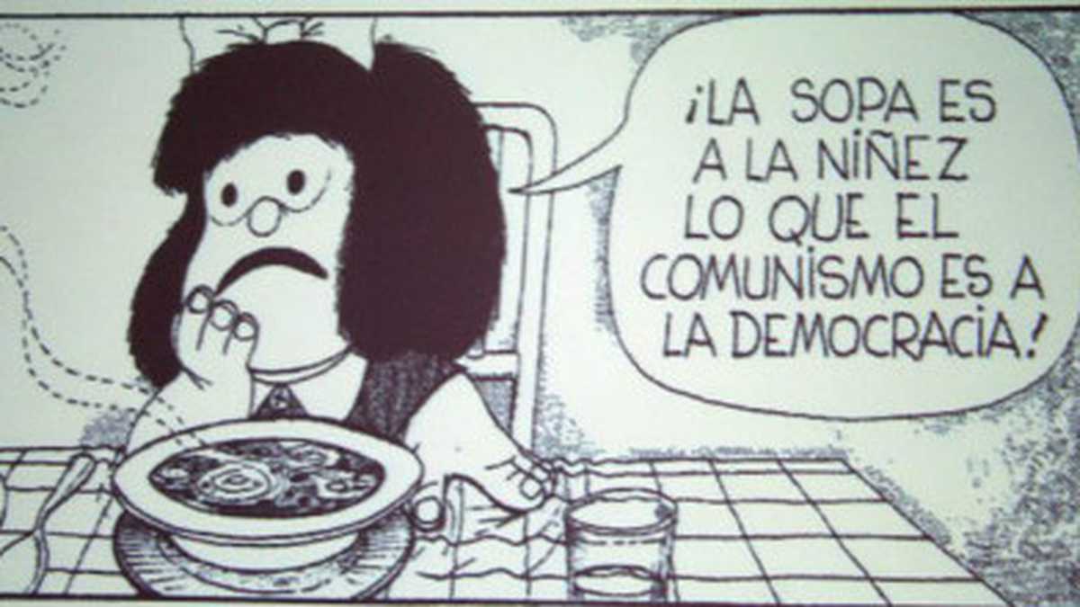 Mafalda odia la sopa, de la misma forma en que aborrece el racismo, las armas nucleares y la injusticia social.