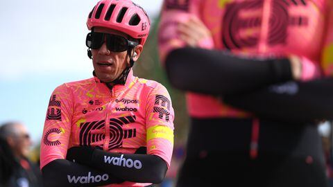 CHALON-SUR-SAONE, FRANCE - MARCH 06: Rigoberto Uran of Colombia and Team EF Education - EasyPost prior to the 82nd Paris - Nice 2024, Stage 4 a 183km stage from Chalon-sur-Saône to Mont Brouilly 476m / #UCIWT / on March 06, 2024 in Chalon-sur-Saone, France. (Photo by Alex Broadway/Getty Images)
