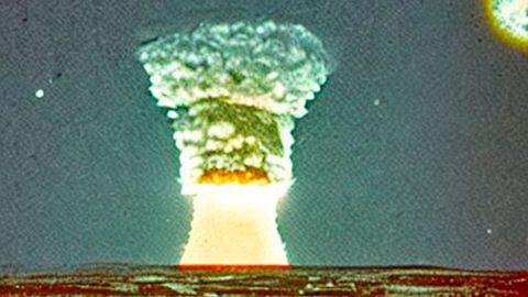 Ilustración de la detonación de una bomba atómica.