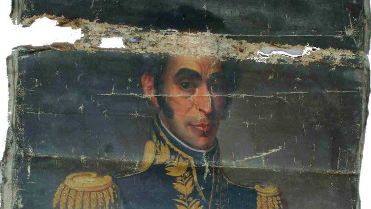 Detalle de "Bolívar", por Francis Martin Drexel, 1827, antes de la restauración. Smith Art Gallery and Museum, Stirling (Escocia). Fotos: Cortesía del autor
