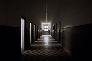 The corridor of an old abandoned prison