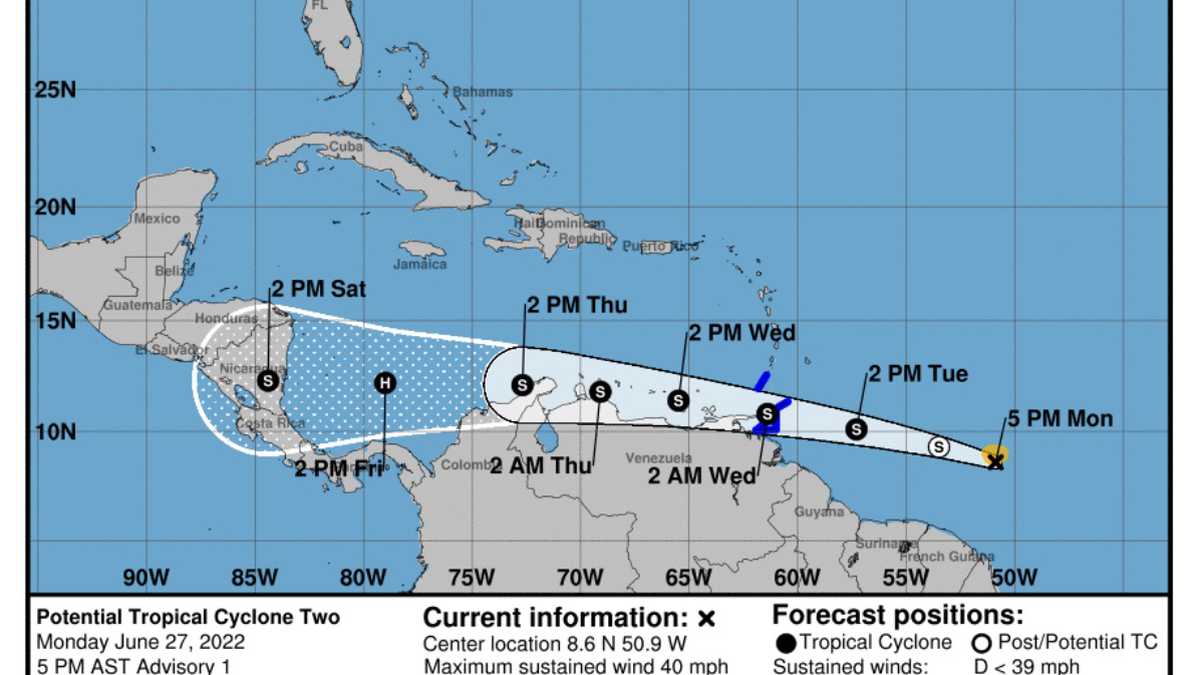Se prevé que el próximo miércoles el potencial Ciclón Tropical TWO evolucione como tormenta tropical.