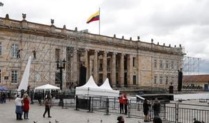 Preparativos posesión presidencial  de Gustavo Petro en Plaza de Bolívar