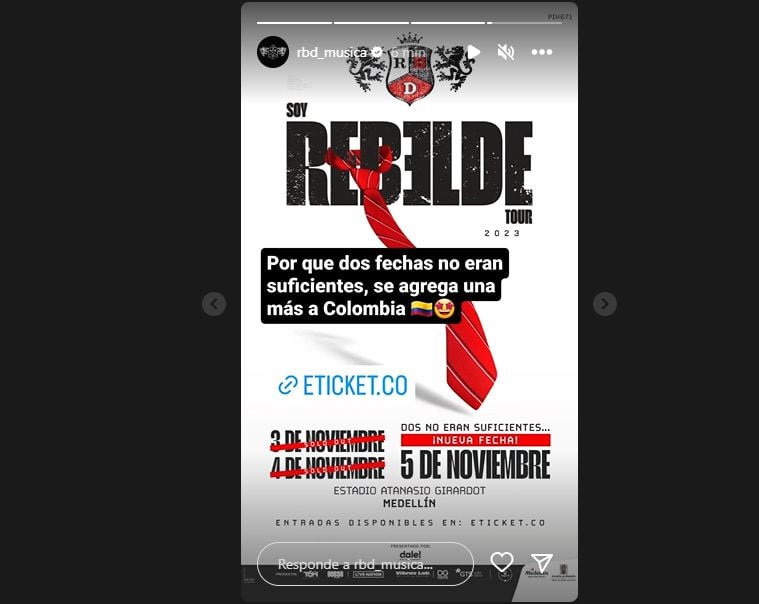 RBD anunció tercer fecha en Colombia