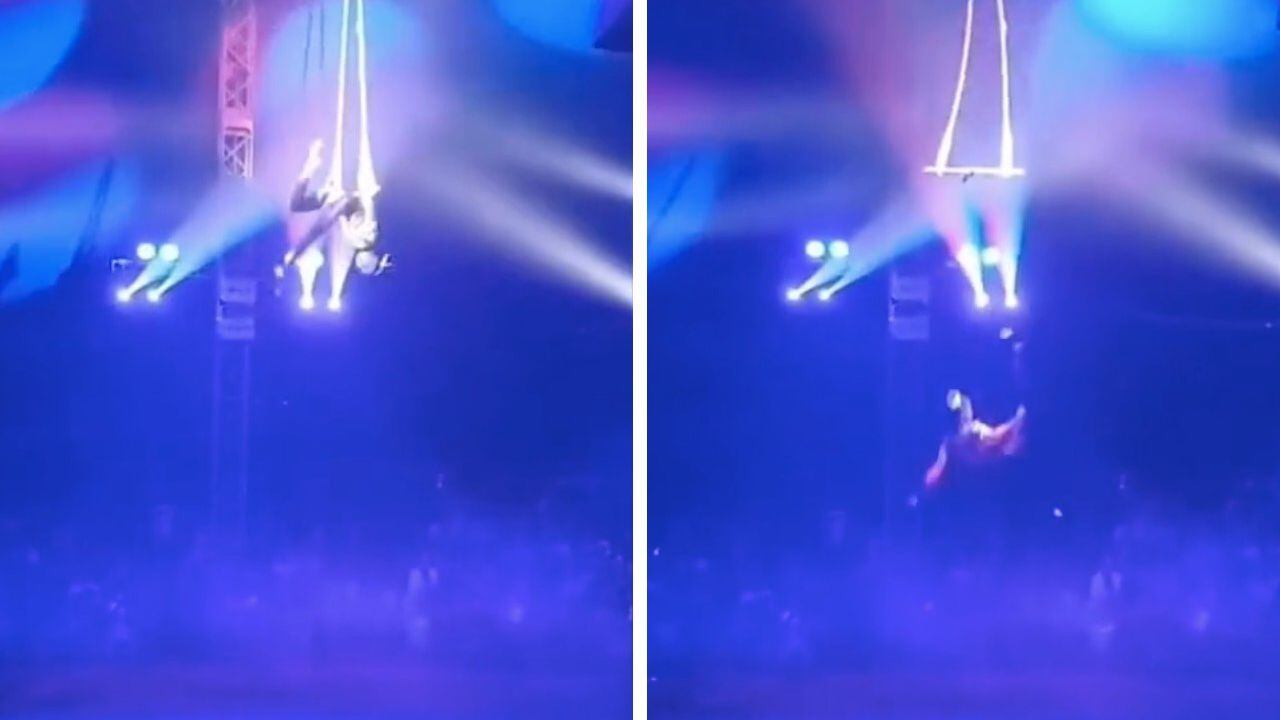 Así se vio la caída de la trapecista en un circo de Rusia