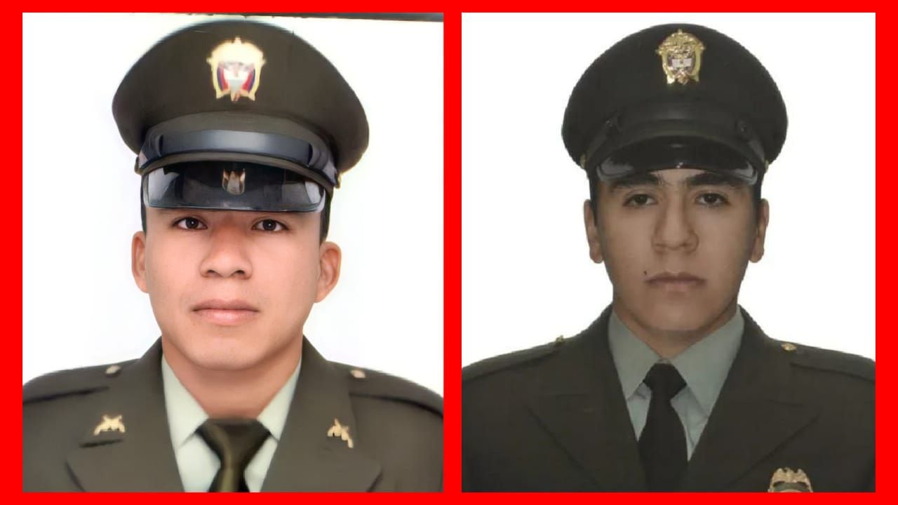 De izquierda a derecha. Patrullero José Garrido y patrullero Hermes Mora.