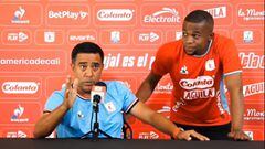 César Farías y Jader Quiñones en rueda de prensa.