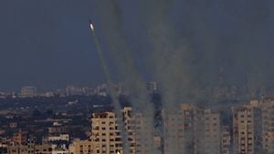 Imagen de referencia de cohetes lanzados hacia Israel (no corresponde con los últimos ataques).