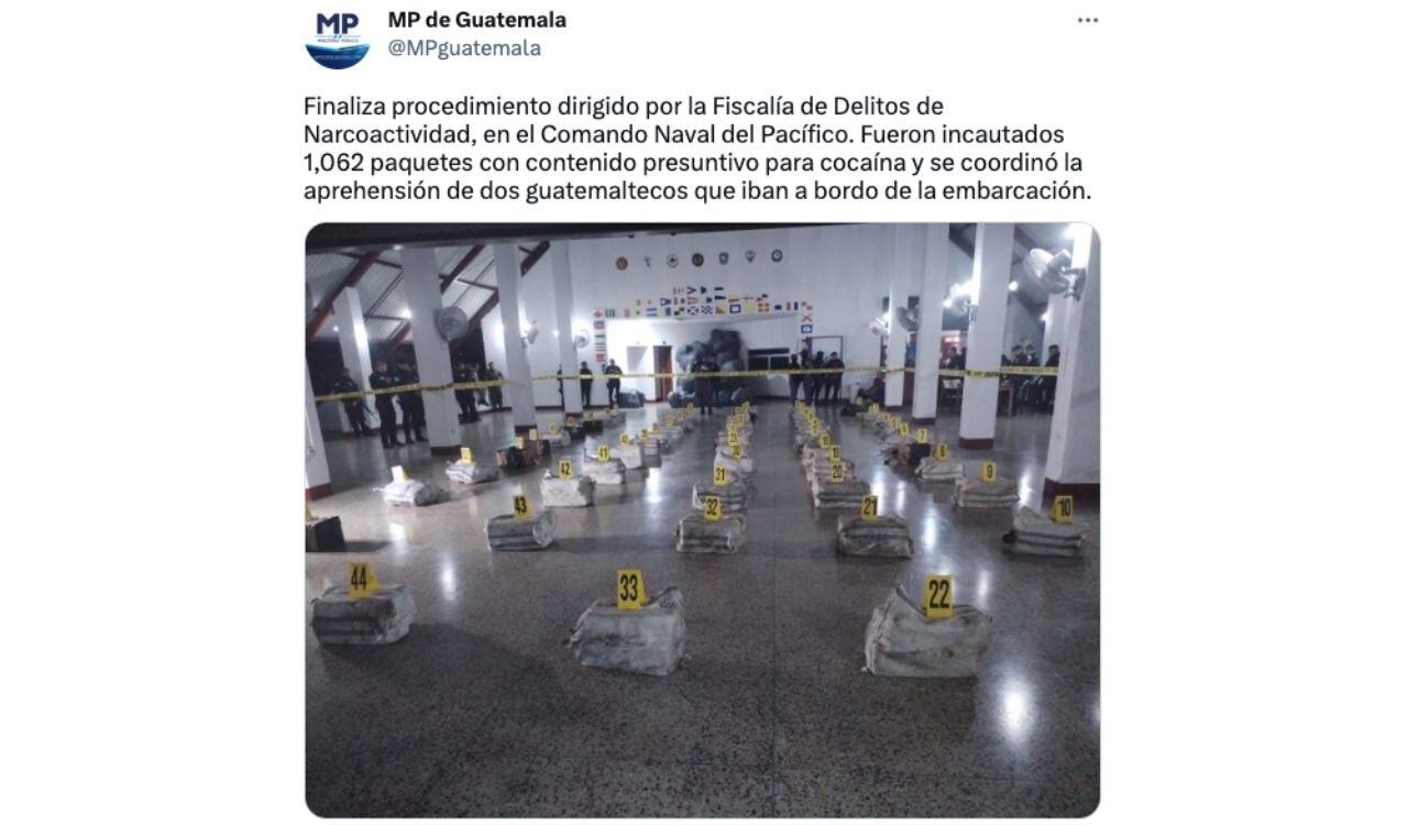 Así se ve la gran cantidad de droga incautada por las autoridades de Guatemala