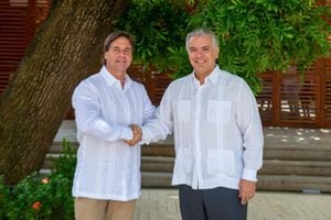 Reunión bilateral entre el presidente Iván Duque y el mandatario de Uruguay Luis Lacalle Pou.