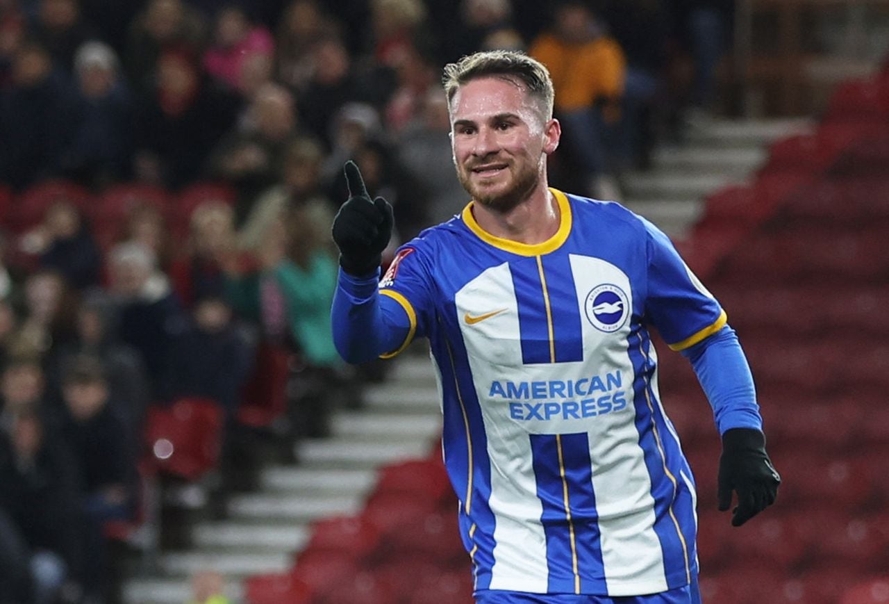 Soccer Football - FA Cup Third Round - Middlesbrough v Brighton & Hove Albion - Riverside Stadium, Middlesbrough, Britain - January 7, 2023 Brighton & Hove Albion's Alexis Mac Allister celebrates scoring their fourth goal Action Images via Reuters/Lee Smith