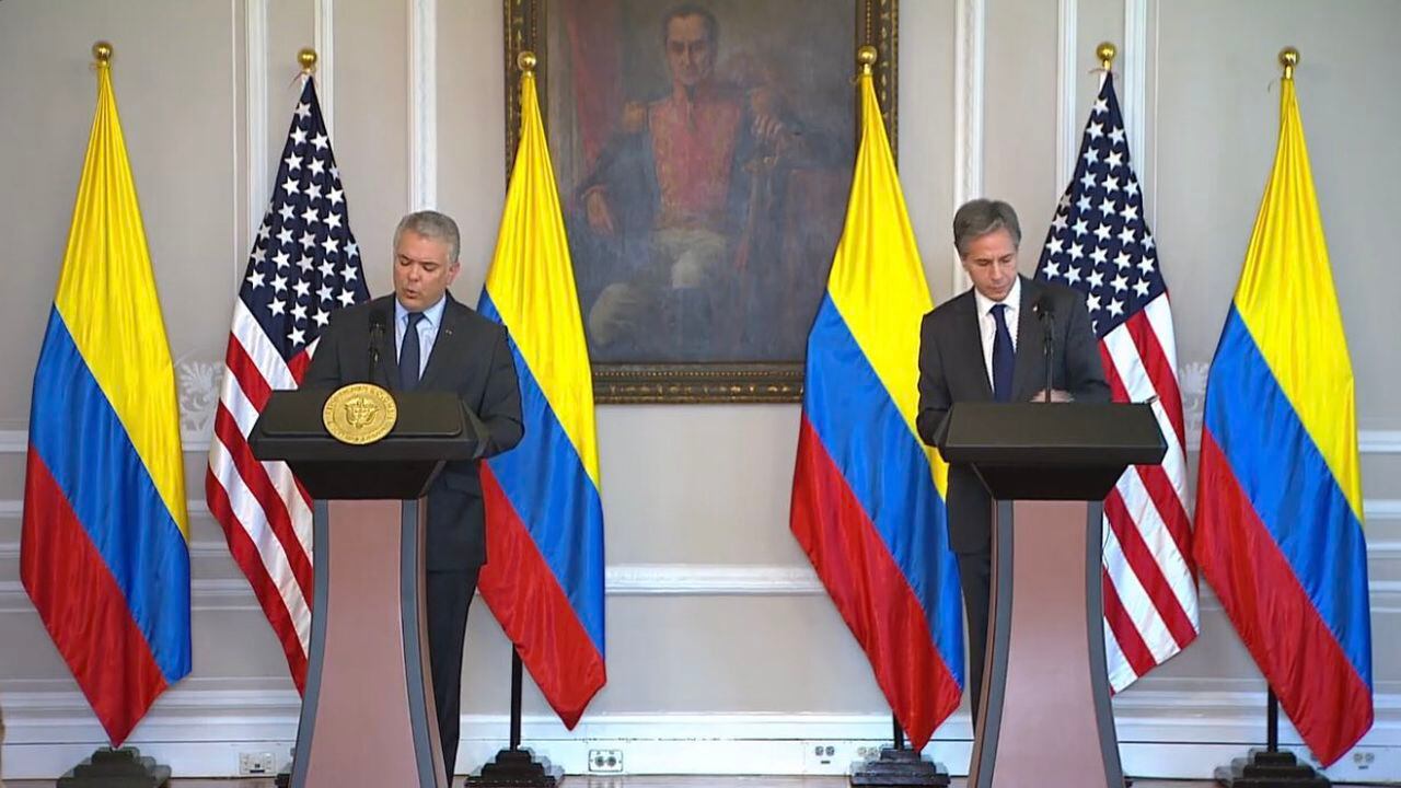Presidente Iván Duque y Antony Blinken, secretario de Estado de EE. UU.