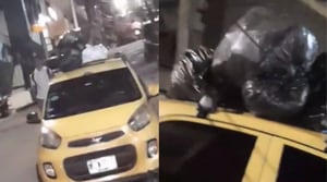 Taxi mal parqueado en Medellín causa polémica.
