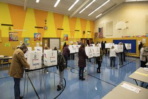 Los votantes emitieron sus votos el día de las elecciones, martes 3 de noviembre de 2020, en la escuela Willow en Lansing, Michigan. Foto: Matthew Dae Smith / Lansing State Journal vía AP.