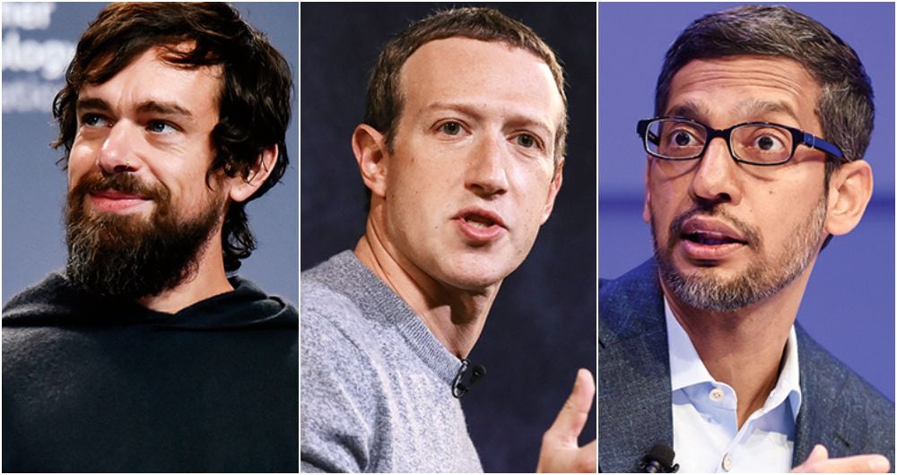 Jack Dorsey, Mark Zuckerberg Y Sudar Pichai