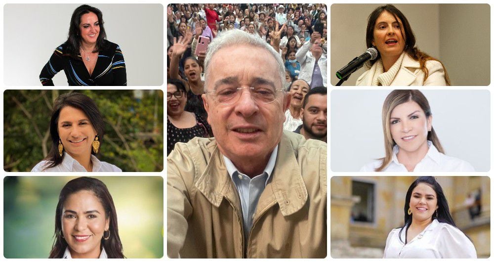 Álvaro Uribe y la bancada de mujeres del Centro Democrático.