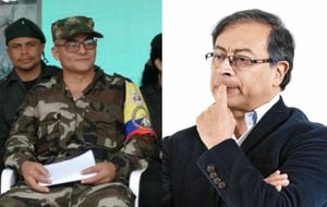 Alias Iván Mordisco, comandante de las disidencias de las Farc, y Gustavo Petro, presidente de la República.