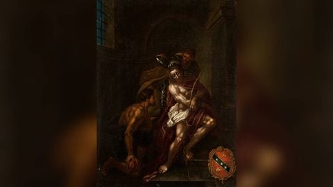 Este es el cuadro La coronación de espinas”, un ‘ecce homo’ de poderosos claroscuros atribuido ahora a Caravaggio.