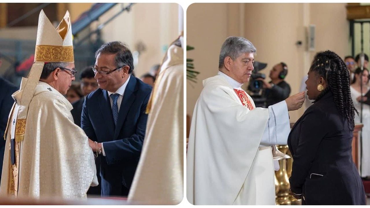 El presidente Gustavo Petro y la vicepresidenta Francia Márquez comulgaron en la eucaristía de conmemoración al holocausto del Palacio de Justicia.