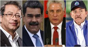 Gustavo Petro, Nicolás Maduro, Miguel Díaz-Canel y Daniel Ortega, presidentes de Colombia, Venezuela, Cuba y Nicaragua, respectivamente