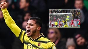 El colombiano celebró a los 11 minutos para el empate parcial frente a los Gunners