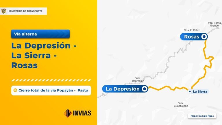Horarios y restricciones en la ruta alterna Depresión – La Sierra – Rosas de la vía Panamericana.