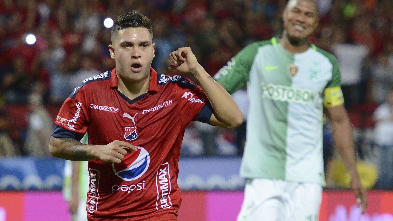 MEDELLIN, COLOMBIA - MAY 28: Juan Quintero of Independiente Medellin celebrates after scoring during a match between Independiente Medellin and Atletico Nacional as part of Liga Aguila I 2017 at Atanasio Girardot Stadium on May 28, 2017 in Medellín, Colombia. (Photo by Getty Images/Leon Monsalve/Vizzor/LatinContent)