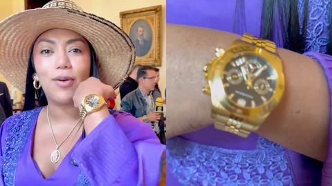 Martha Peralta muestra el reloj que dijeron que era un Rolex.