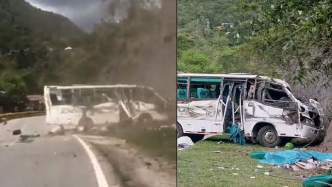El video del momento exacto en el que el bus se volcó
