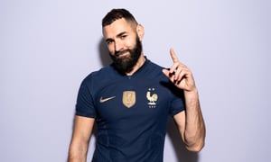 DOHA, QATAR - NOVEMBER 17: Karim Benzema of France poses during the official FIFA World Cup Qatar 2022 portrait session on November 17, 2022 in Doha, Qatar. (Photo by Michael Regan - FIFA/FIFA via Getty Images)