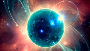 Ilustración de un magnetar, estrella conformada por una gran fuerza magnética.