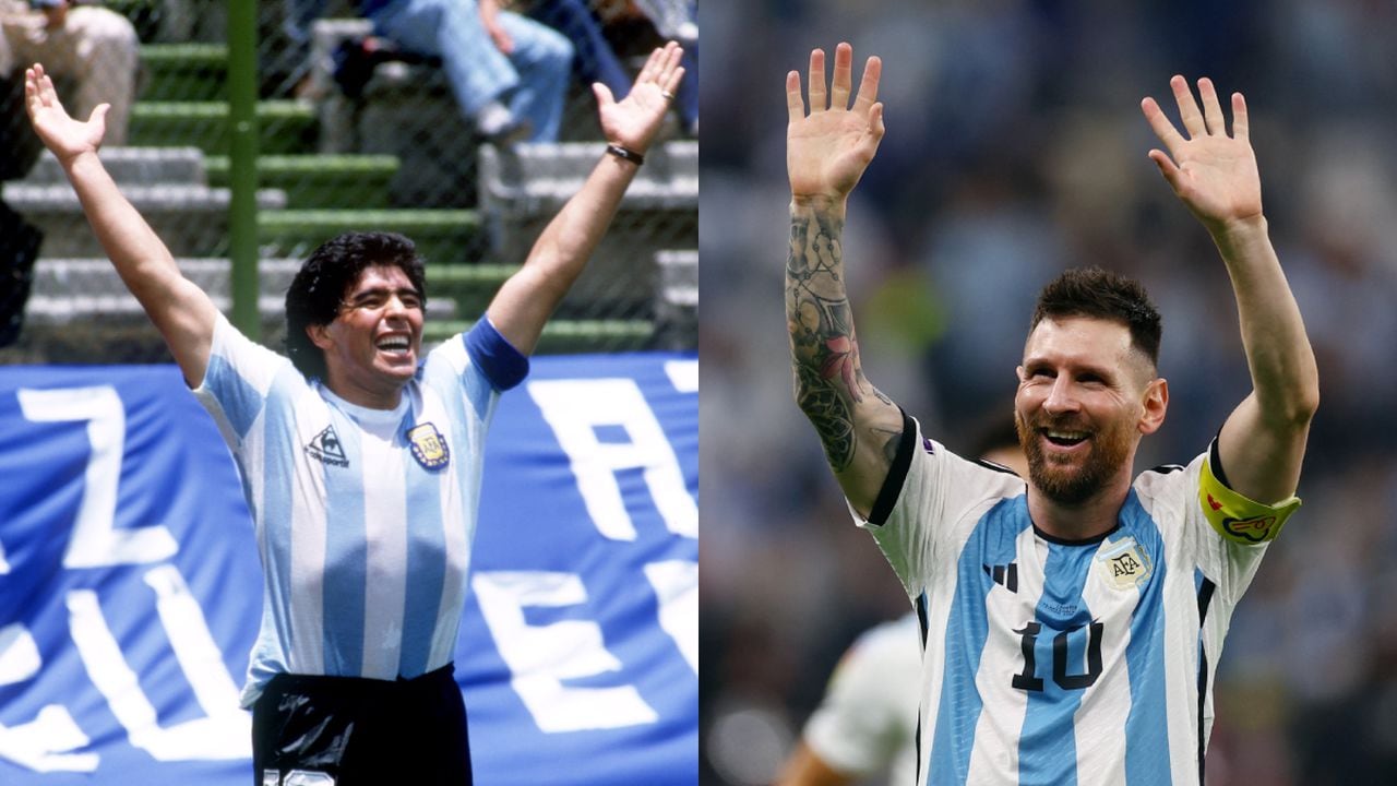 Maradona y Messi. Foto: Getty Images/Peter Robinson/EMPICS//REUTERS/Kai Pfaffenbach