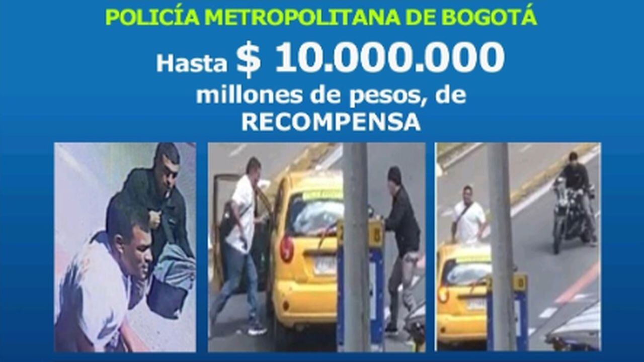 Cartel de búsqueda para individualizar a los delincuentes que perpetraron un robo masivo en el norte de Bogotá.
