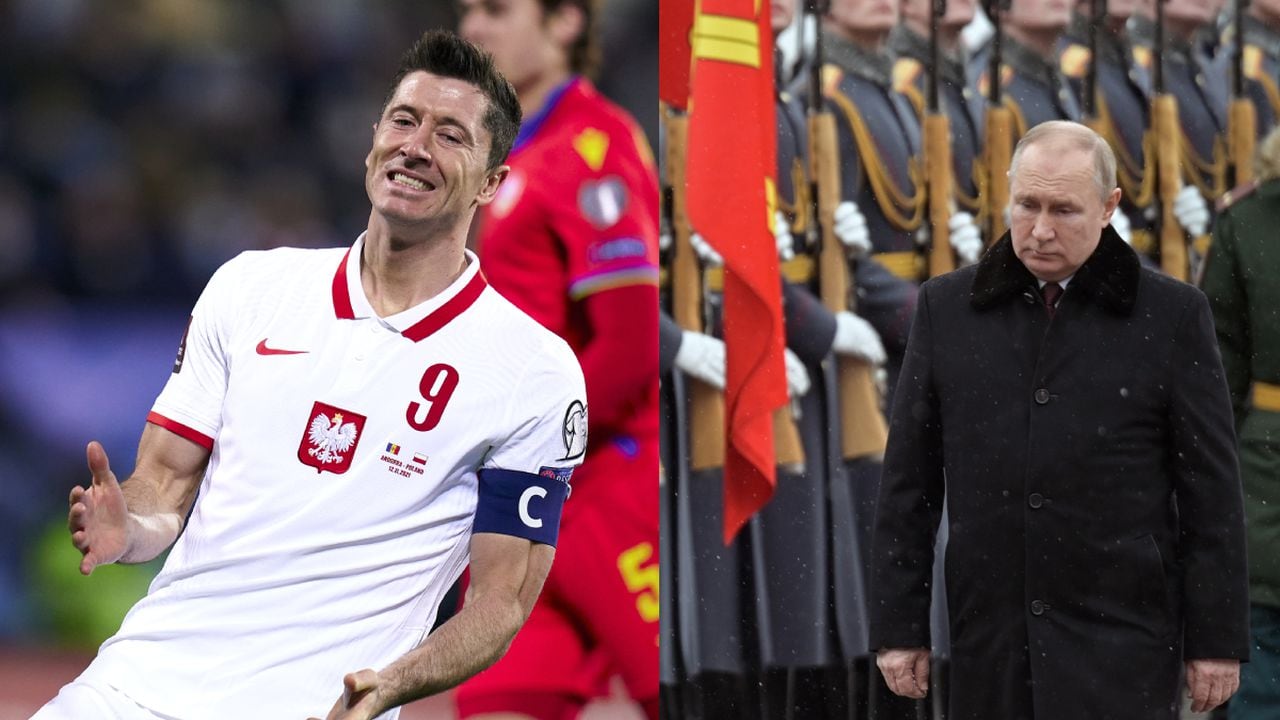 Robert Lewandowski y Vladímir Putin. Foto: Getty Images/Pedro Salado/Quality Sport Images//AP/Alexei Nikolsky