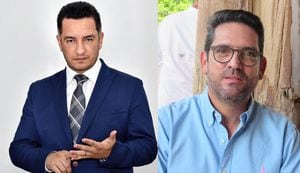 El secretario de Transparencia de la Presidencia, Andrés Idárraga, y el exgobernador del Meta, Juan Guillermo Zuluaga.