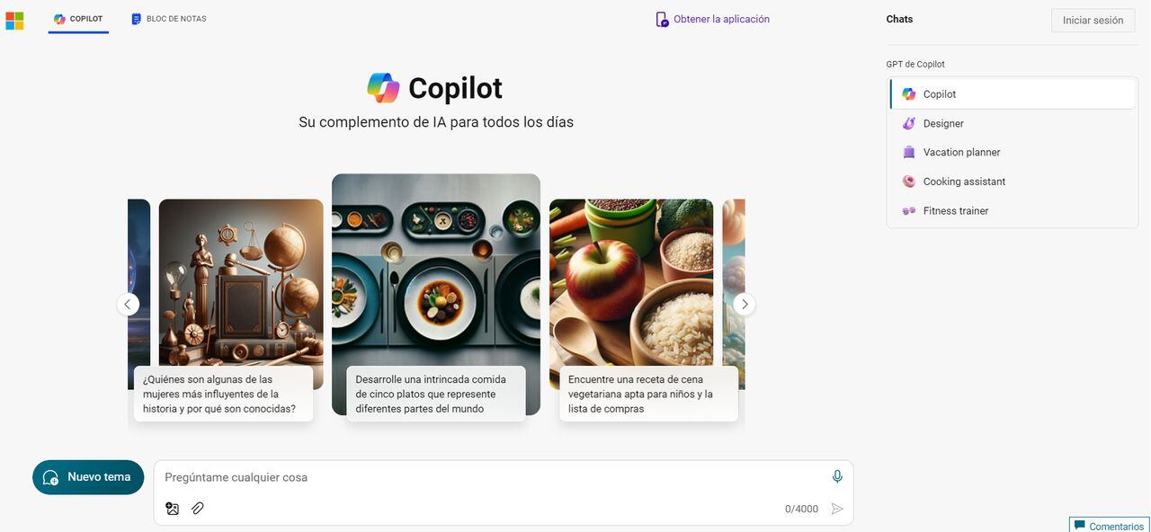 La IA de Copilot organizar la agenda, planificar viajes o buscar una receta en base a una foto.