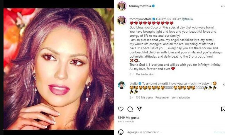 Tommy Mottola le dedicó amoroso mensaje a Thalía