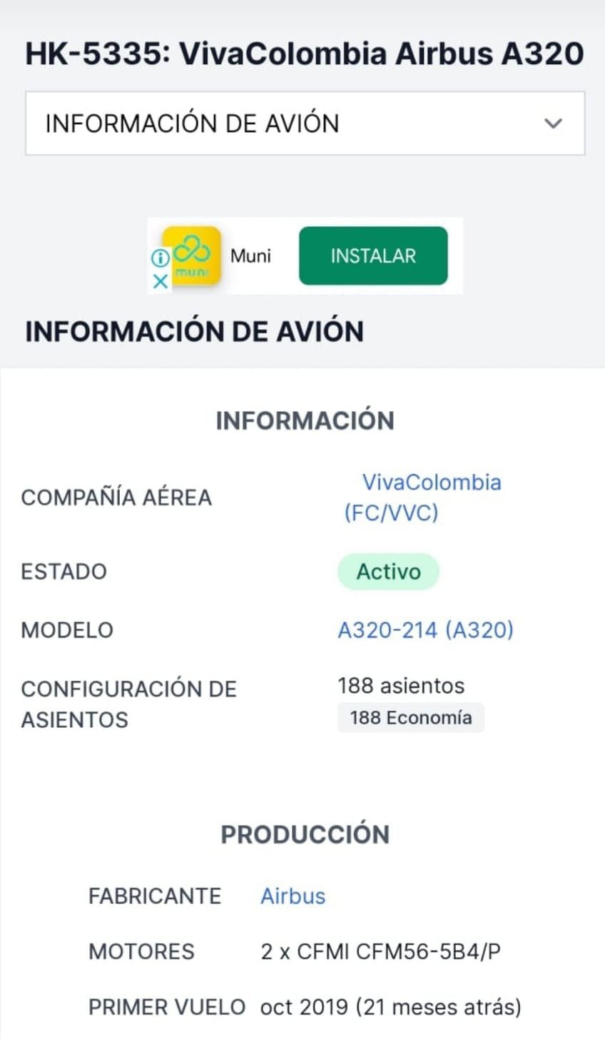 Información del Avión.