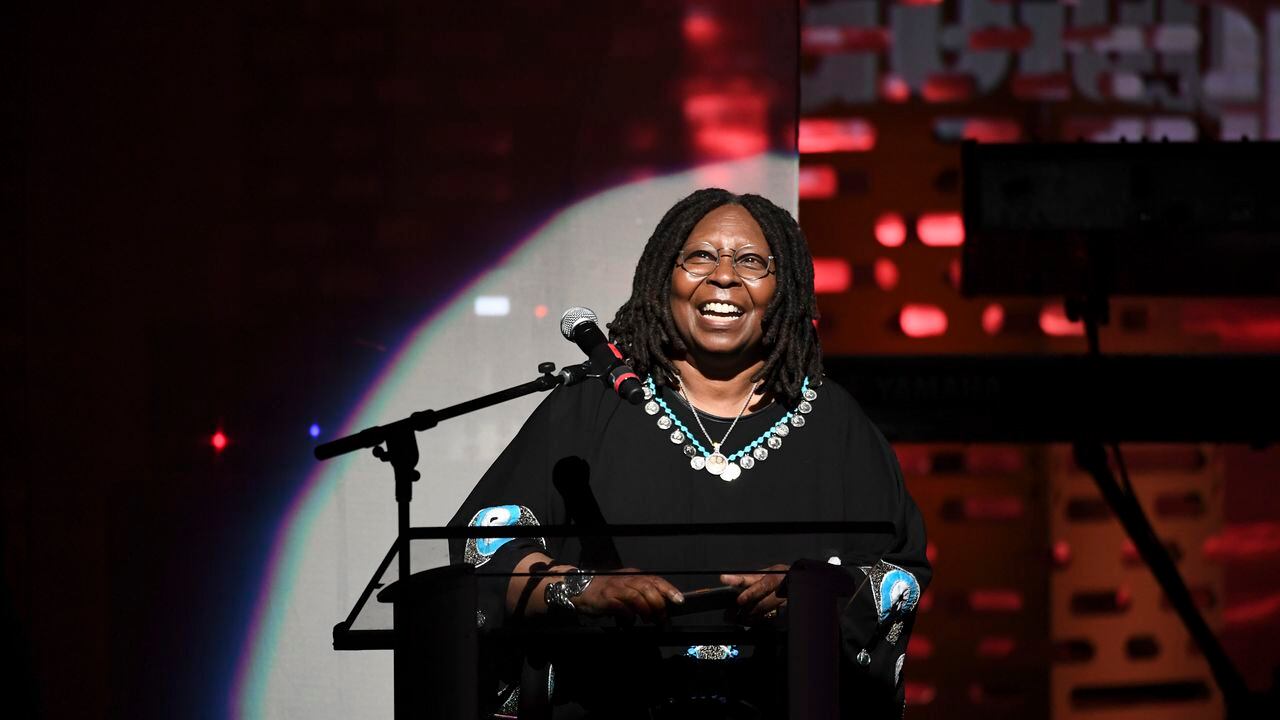NEW YORK, NEW YORK - JUNE 13: Whoopi Goldberg presents an award during the 2022 Apollo Theater Spring Benefit at The Apollo Theater on June 13, 2022 in New York City. (Photo by Shahar Azran/Getty Images)