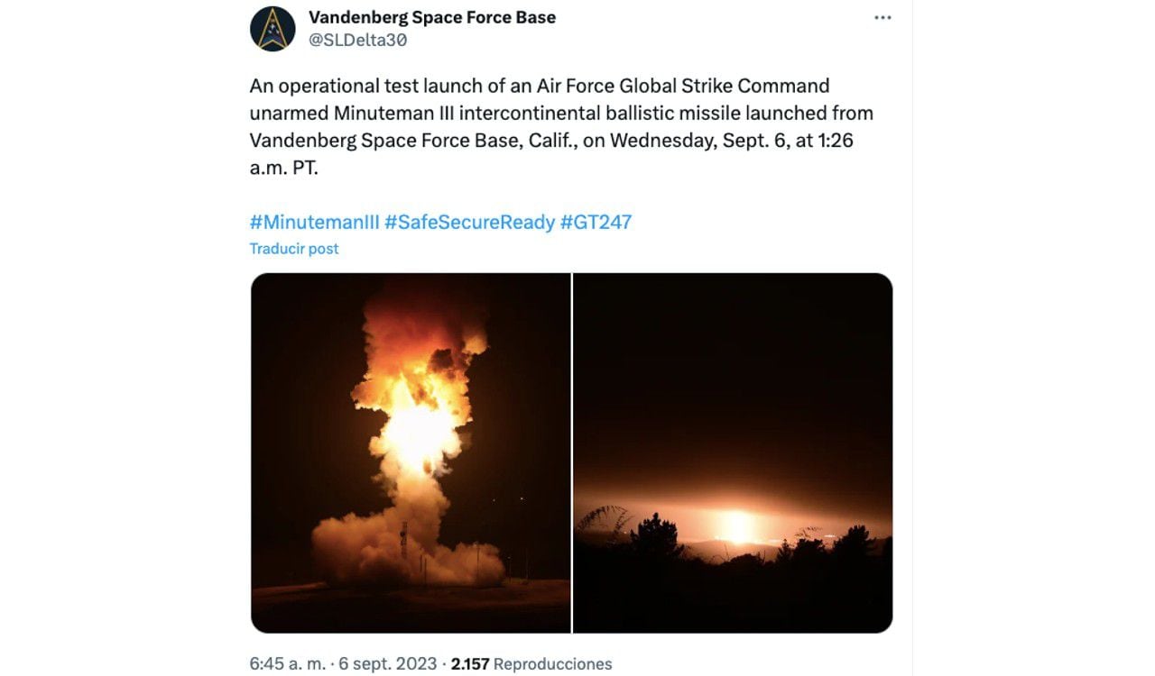 Así reportó la base militar en California el lanzamiento del misil balístico