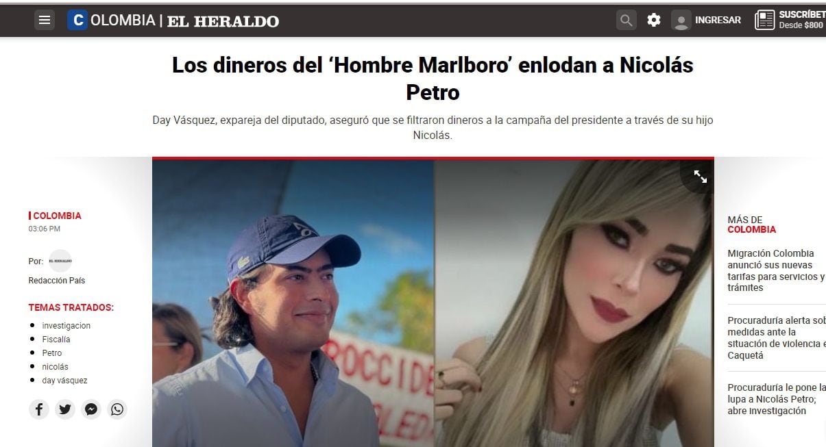Captura de pantalla de El Heraldo.