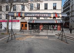 A closed restaurant in Paris, France, on Saturday, March 20, 2021. The French government has backed off from ordering a tough lockdown for Paris and several other regions despite an increasingly alarming situation at hospitals with a rise in the number of COVID-19 patients. (AP Photo/Rafael Yaghobzadeh)