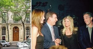 Andrés y Epstein fueron muy buenos amigos. A la izquierda, la mansión del pedófilo en la que el príncipe pasó una noche en 2001. Roberts dice que allí se acostó con ella. 
