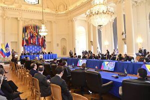 El presidente Gustavo Petro en su discurso en la OEA, en Estados Unidos.