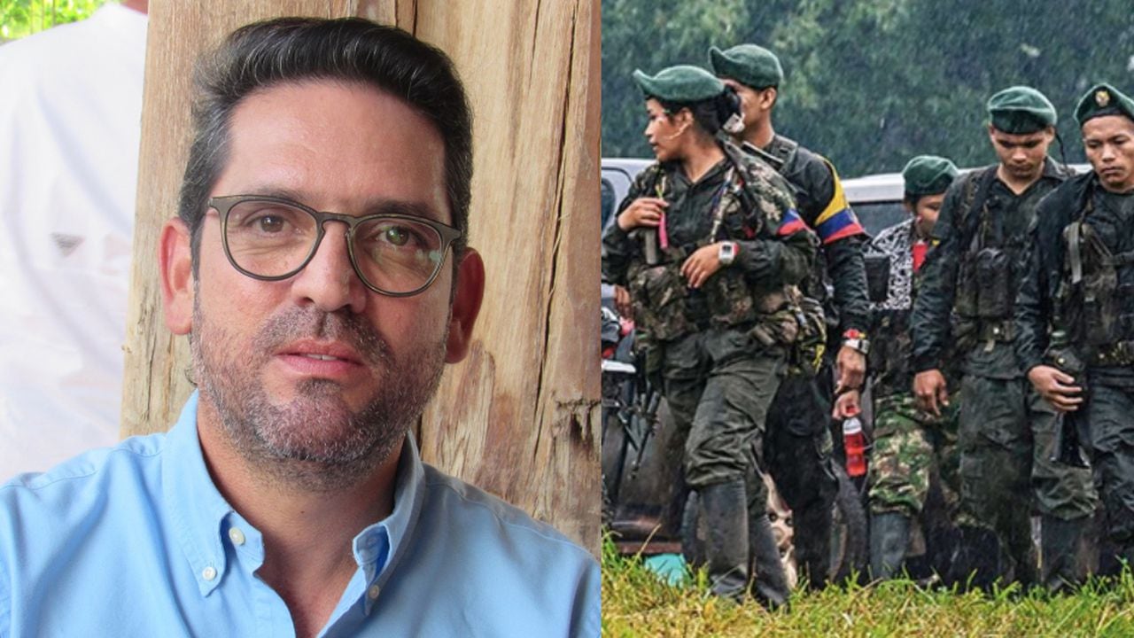 De izquierda a derecha: el gobernador del Meta, Juan Guillermo Zuluaga y disidencias de las Farc.