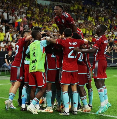 Celebración de la Selección Colombia en su victoria frente a Alemania